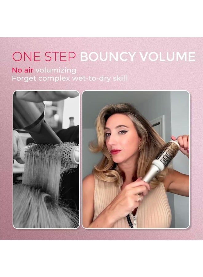 TYMO STYLUX Thermal Brush - Heated Round Curling Brush, Blowout Volumizer with Flexi-Fit Tech for Hair Styling, Curling Styler Tool, Hair Straightener and Curler 2 in 1, Dual Voltage, Gold, 44mm - Image 4